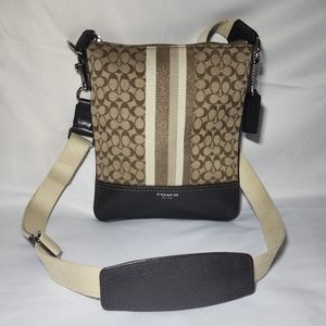 Coach Purse Brown Tan Signature C Crossbody Handbag Swingpack Strap